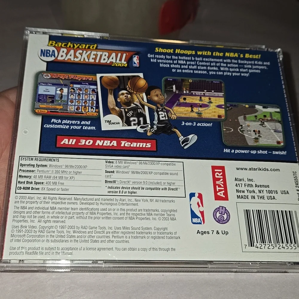 BACKYARD NBA BASKETBALL 2004 - TIM DUNCAN PC CD-ROM GAME
